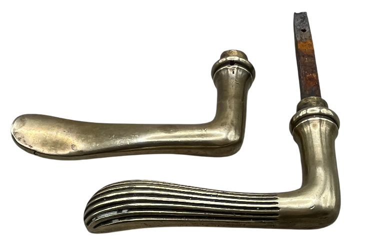 Türgarnitur Art Deco aus Messing mit Nachtriegel