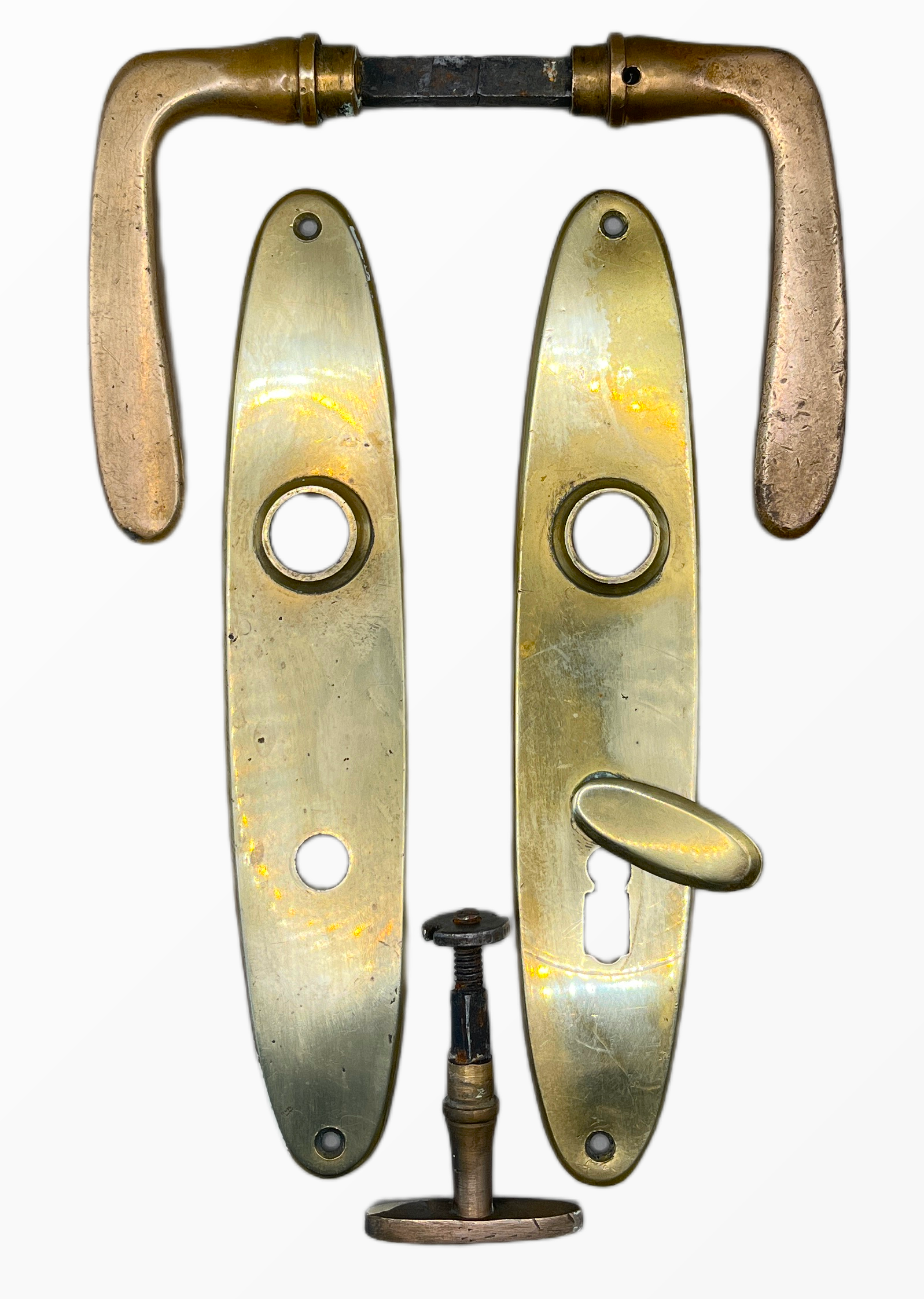 Türgarnitur 20er Jahre aus Messing mit Nachtriegel