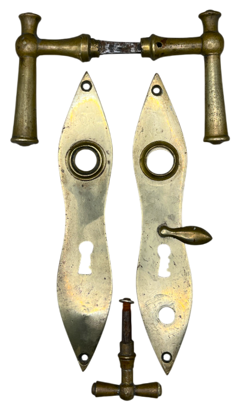 Türgarnitur Biedermeier aus Messing mit Nachtriegel