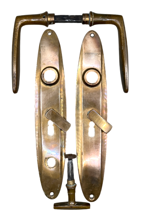 Türgarnitur 20er Jahre aus Messing mit Nachtriegel