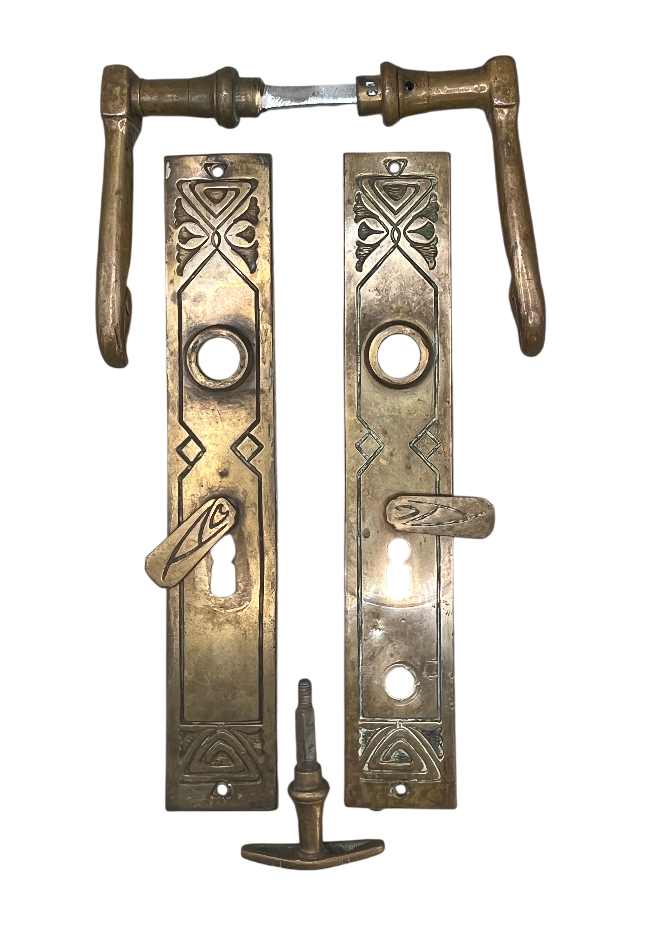 Türgarnitur Art Deco aus Messing  mit Nachtriegel