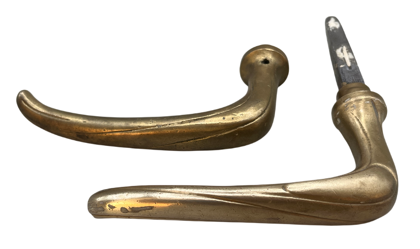 Türgarnitur Jugendstil aus Messing mit Nachtriegel