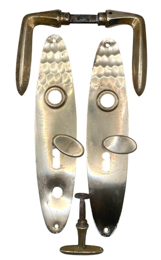 Türgarnitur 20er Jahre aus Messing mit Nachtriegel