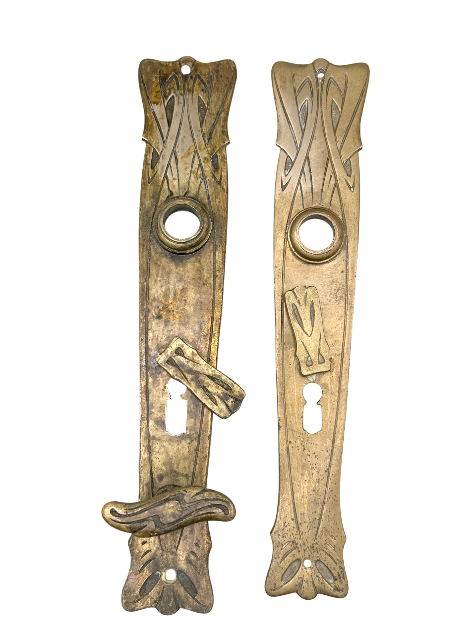 Türschilder Jugendstil aus Messing  Paar mit Nachtriegel