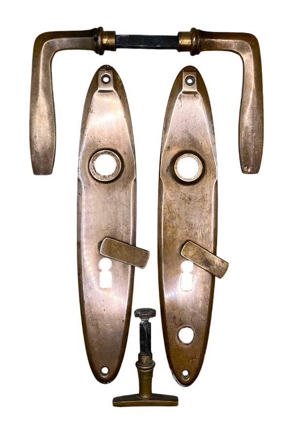 Türgarnitur 20er Jahre aus Messing mit Nachtriegel