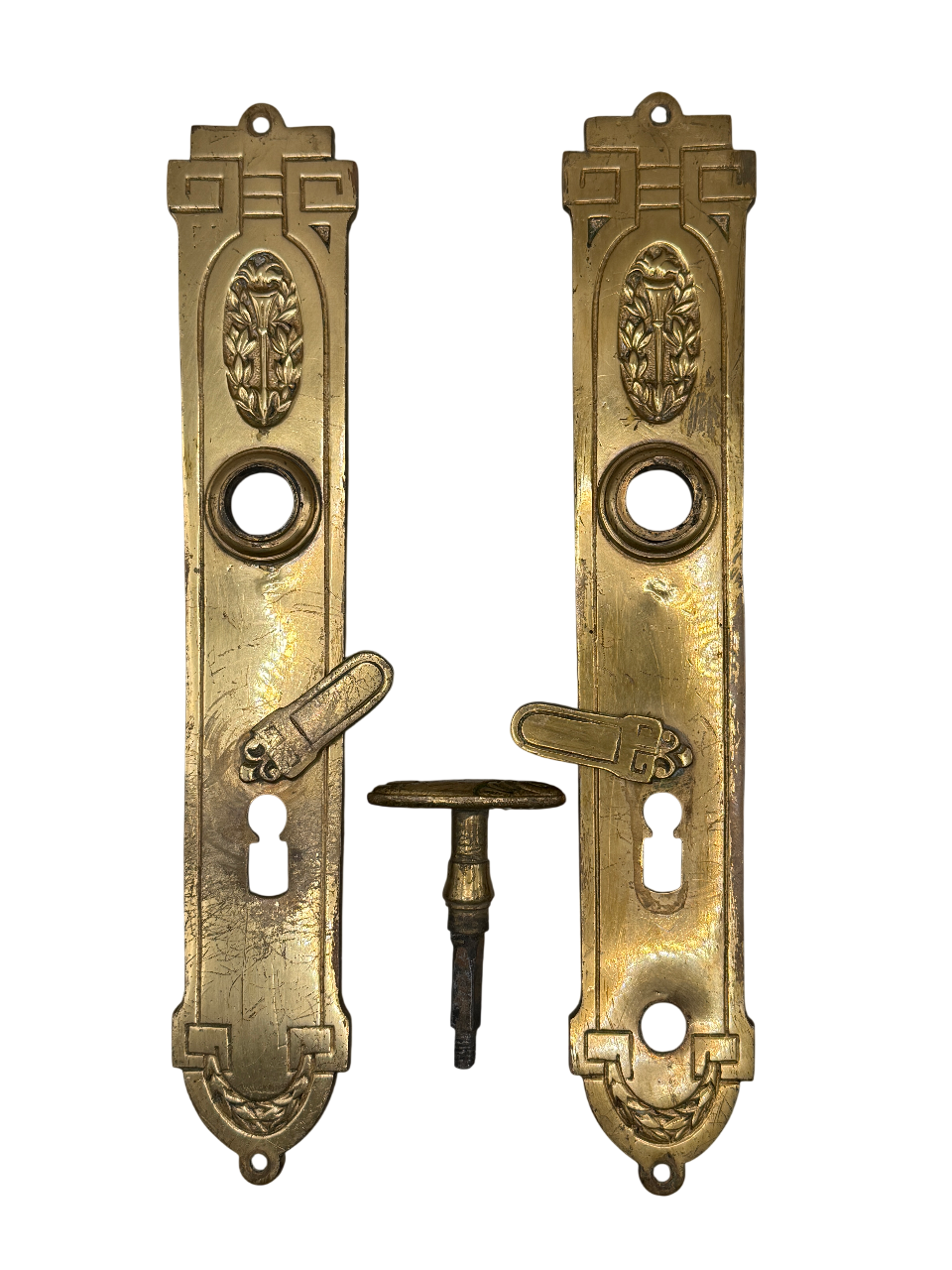 Türschilder Jugendstil aus Messing  Paar mit Nachtriegel