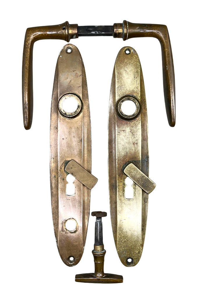 Türgarnitur 20er Jahre aus Messing mit Nachtriegel