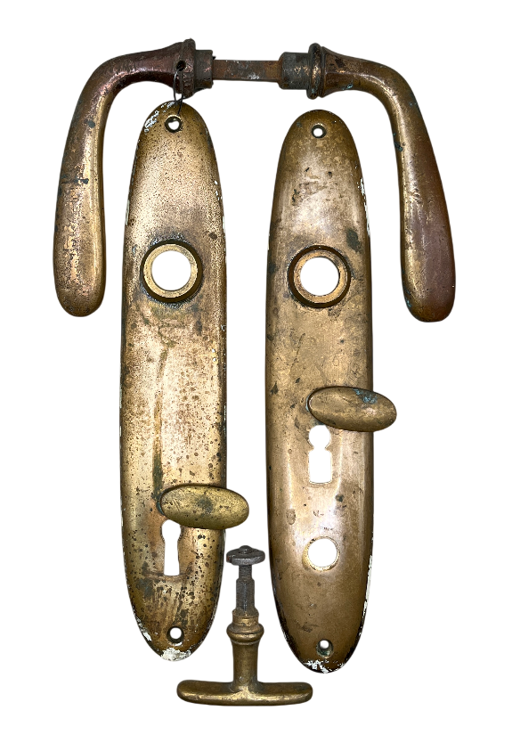 Türgarnitur 20er Jahre aus Messing mit Nachtriegel