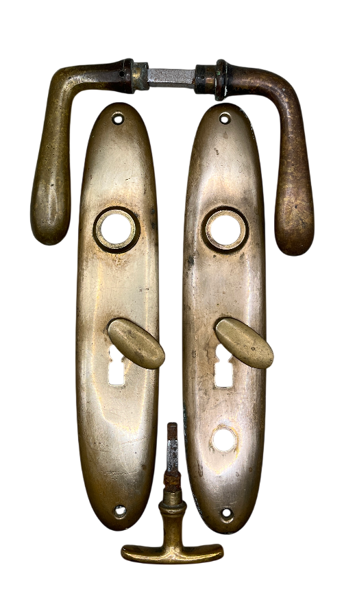 Türgarnitur 20er Jahre aus Messing mit Nachtriegel