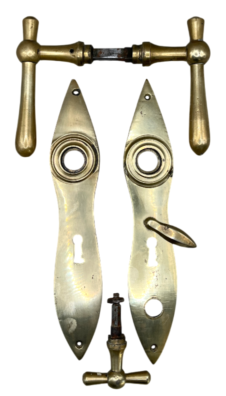 Türgarnitur Biedermeier aus Messing mit Nachtriegel